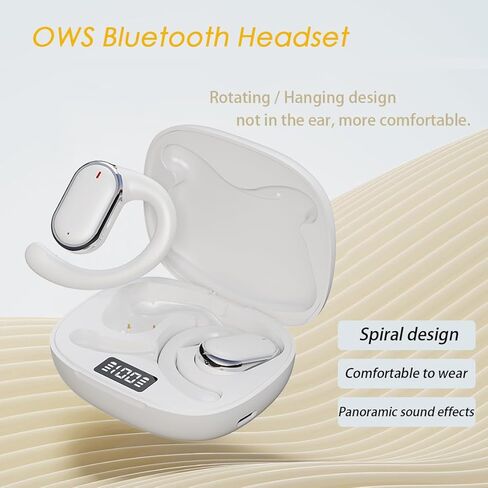 سماعة رأس بلوتوث لاسلكية على شكل خطاف، سماعات رأس ستيريو HiFi غير معلقة في الأذن، سماعات أذن مفتوحة فائقة الراحة، سماعات رياضية مريحة للجري، مقاومة للماء IPX6 (أسود) in Kuwait