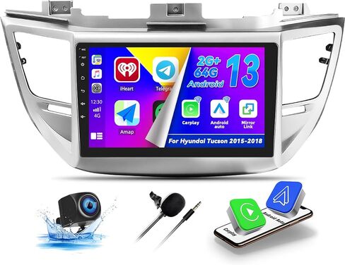 CAMECHO 2+64G Android 13 Car Stereo for Hyundai Tucson 2015-2018, Wireless CarPlay Radio & Android Auto Car Radio, 9" Touch Screen in-Dash GPS with Bluetooth WiFi RDS SWC Mirror Link in Saudi Arabia