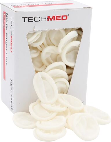 Dukal TEC 4404L Tech-Med Nitrile Finger Cot، كبير، سمك 0.08 مم (عبوة من 144 قطعة) in Kuwait