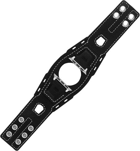 سوار جلدي عريض متوافق مع Apple Watch Series 9 8 7 6 5 4 3 2 Ultra SE 49mm 45mm 44mm 40mm 38mm 41mm 42mm Band للرجال والنساء Gothic، Punk Goth Military سوار ساعة ذكية لأحزمة iWatch in Kuwait