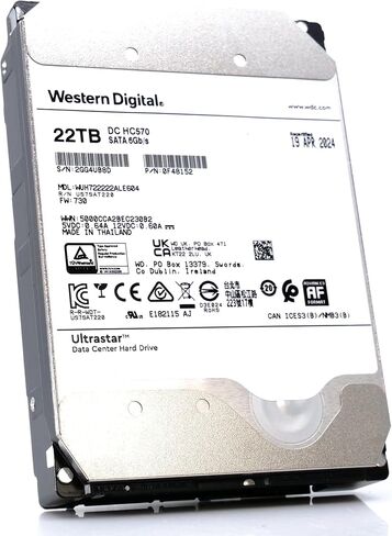 Western Digital HGST Ultrastar HC570 WUH722222ALE604 0F48152 22TB 7.2K RPM SATA 6Gb/s 512e Power Disable 3.5in Enterprise Hard Drive (Renewed) in Saudi Arabia