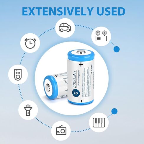 NiMH Rechargeable D Batteries 4 Pack,1.2V 6000mAh High Capacity NiMH D Batteries,Low Self Discharge Long Lasting Pre-Charged D Size Batteries(4Pcs) in Saudi Arabia