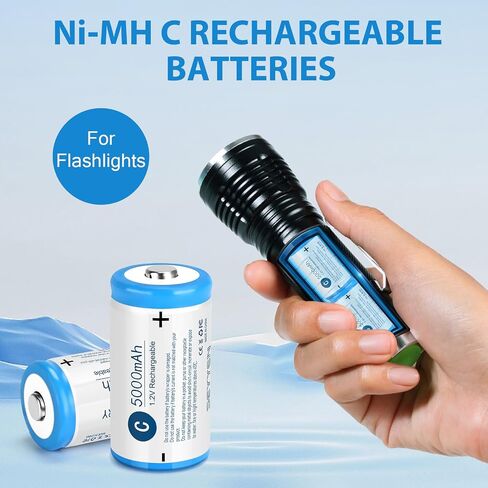 NiMH Rechargeable D Batteries 4 Pack,1.2V 6000mAh High Capacity NiMH D Batteries,Low Self Discharge Long Lasting Pre-Charged D Size Batteries(4Pcs) in Saudi Arabia