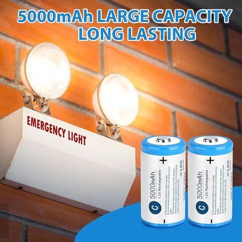 NiMH Rechargeable D Batteries 4 Pack,1.2V 6000mAh High Capacity NiMH D Batteries,Low Self Discharge Long Lasting Pre-Charged D Size Batteries(4Pcs) in Saudi Arabia