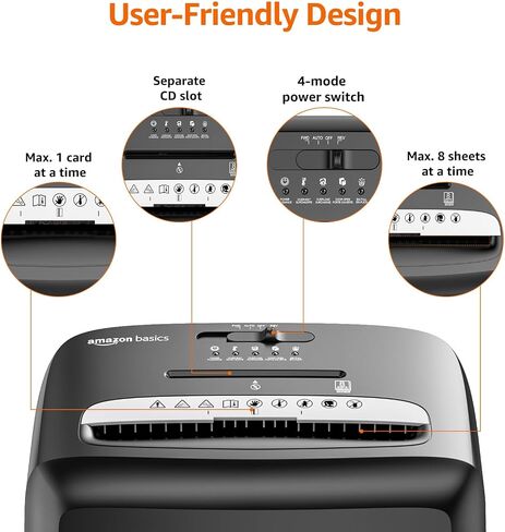 Amazon Basics Micro Cut Paper Shredder, CD, and Credit Card Shredder, 8 Sheet (New Model), Black in Saudi Arabia