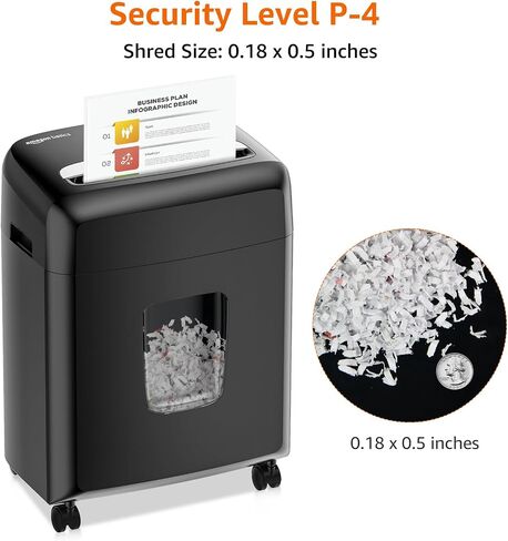 Amazon Basics Micro Cut Paper Shredder, CD, and Credit Card Shredder, 8 Sheet (New Model), Black in Saudi Arabia