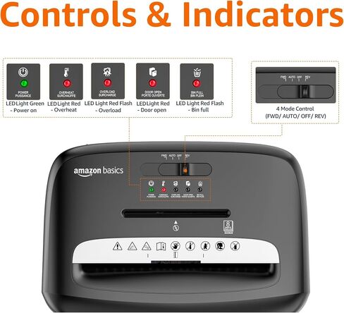 Amazon Basics Micro Cut Paper Shredder, CD, and Credit Card Shredder, 8 Sheet (New Model), Black in Saudi Arabia