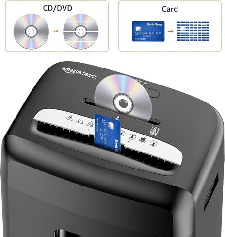 Amazon Basics Micro Cut Paper Shredder, CD, and Credit Card Shredder, 8 Sheet (New Model), Black in Saudi Arabia