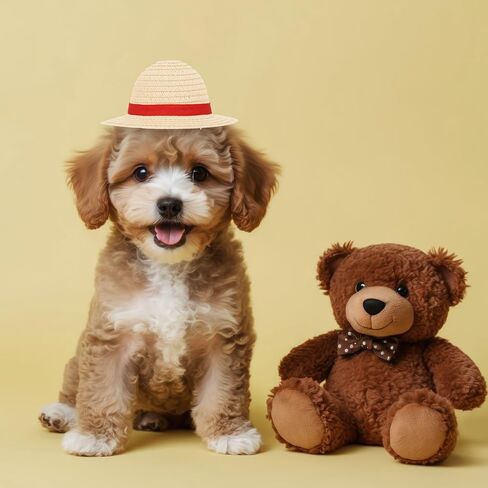 Beautyflier Pet Straw Hat Party Decorations Halloween Cosplay Cap Puppy Pet Dog Cat Holiday Costume for Small Dog Cat (Beige) in Kuwait