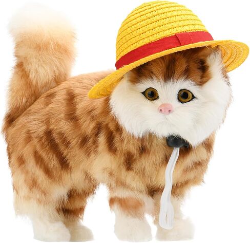 Beautyflier Pet Straw Hat Party Decorations Halloween Cosplay Cap Puppy Pet Dog Cat Holiday Costume for Small Dog Cat (Beige) in Kuwait