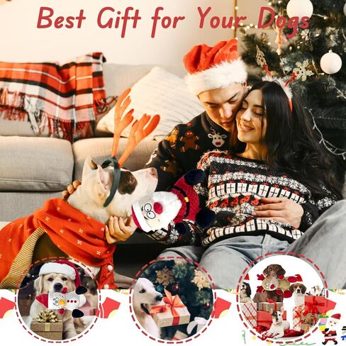 3 Pieces Christmas Squeaky Interactive Dog Toys with Crinkle, Plush Dog Toys to Keep Them Busy for Boredom, Dog Enrichment Puzzle Toys for Small Medium Large Dogs - Santa/Snowman/Deer in Saudi Arabia