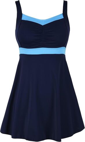 Septangle Vintage One Piece Swimdress Slimming Tummy Control Shaping Swimsuit Bathing Suit in Kuwait