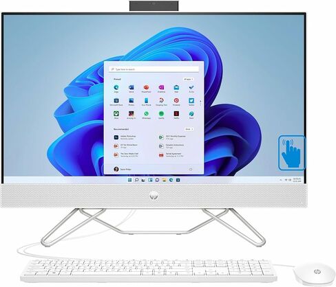 HP 27-cb0070 للمنزل والأعمال الكل في واحد (AMD Ryzen 7 5700U 8-Core، ذاكرة الوصول العشوائي 16 جيجابايت، 8 تيرابايت PCIe SSD، AMD Radeon، 27 بوصة 60 هرتز لمس Full HD (1920x1080)، WiFi، بلوتوث، كاميرا ويب، Win 11 Pro) مع قاعدة توصيل USB-C in Saudi Arabia
