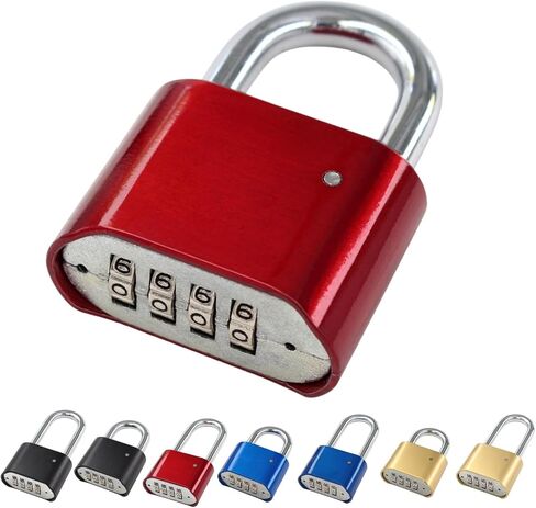 Combination Locks, Padlock Combination Lock for Locker, 4 Digit Combination Gym Lock, 4 Number Combination Lock with Code (Red - Long Beam) in Saudi Arabia