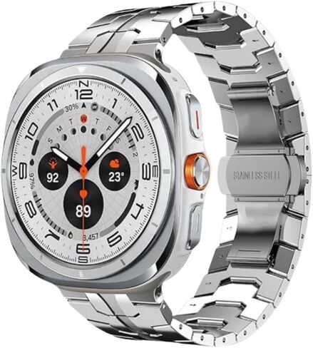Stainless Steel Band Compatible with Samsung Galaxy Watch Ultra 47mm(2024), Metal Bands Adjustable Rugged Robust Link Strap for Men Women in Saudi Arabia