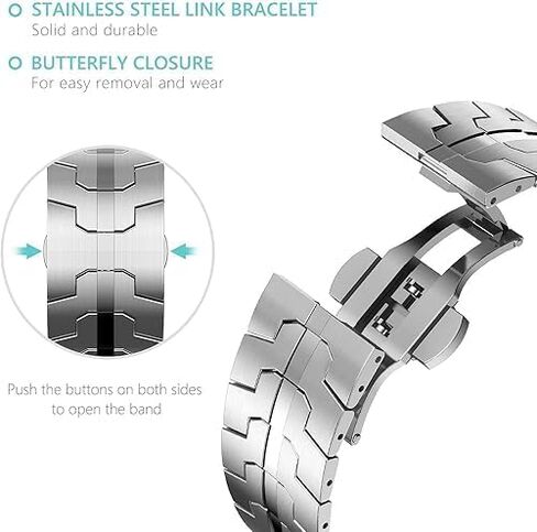 Stainless Steel Band Compatible with Samsung Galaxy Watch Ultra 47mm(2024), Metal Bands Adjustable Rugged Robust Link Strap for Men Women in Saudi Arabia