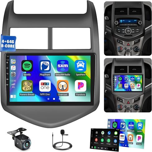 [4+64G]8-Core Android 13 Car Stereo for Chevrolet Chevy Aveo Sonic 2011-2015 with Carplay&Android Auto,9 Inch Car Radio with Mirror Link Bluetooth FM/RDS WiFi GPS Navigation SWC Dual USB+Backup Camera in Saudi Arabia