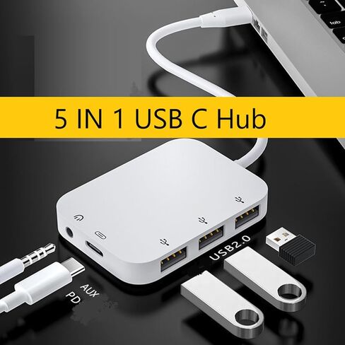 محول مقبس سماعة الرأس USB C إلى 3.5 مم Aux مع منفذ شحن، [معتمد من MFi] محور كاميرا USB OTG متعدد + محول 3.5 مم سماعة أذن جاك iPhone Dongle لهاتف iPhone 16 Galaxy، iPad، محرك فلاش in Kuwait