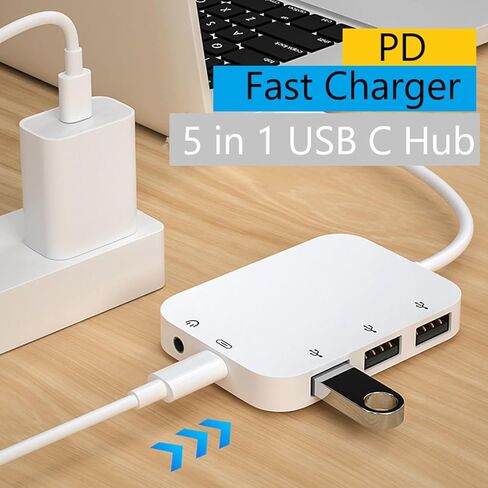 محول مقبس سماعة الرأس USB C إلى 3.5 مم Aux مع منفذ شحن، [معتمد من MFi] محور كاميرا USB OTG متعدد + محول 3.5 مم سماعة أذن جاك iPhone Dongle لهاتف iPhone 16 Galaxy، iPad، محرك فلاش in Kuwait