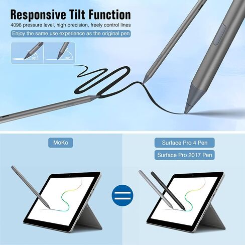MoKo Stylus Pen for Surface, Fast Charge Surface Pen for Microsoft Surface Pro 9/8/X/7/6/5/4/3 Surface 3/Go/Book/Laptop/Studio, MPP2.0 & 4096 Pressure Tilt Digital Pen, Magnetic and Palm Rejection in Saudi Arabia