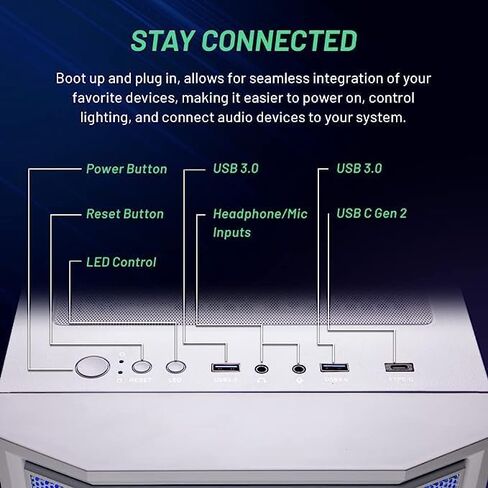 كمبيوتر Skytech Archangel للألعاب، Ryzen 5 7600X 4.7 جيجا هرتز (5.3 جيجا هرتز Turbo Boost)، NVIDIA RTX 4060 Ti 8 جيجا GDDR6X، 2 تيرابايت NVMe M.2 SSD، 16 جيجا DDR5 RAM 5200، 650 وات Gold PSU، Wi-Fi، Win 11 Home in Saudi Arabia