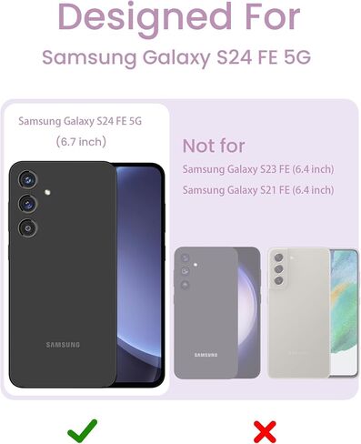for Samsung Galaxy S24 FE 5G Case with 2X Screen Protector, Girls Women Florals Liquid Silicone Phone Case, Shockproof Anti-Scratch Soft Protection Case for Galaxy S24 FE 5G (Purple) in Kuwait