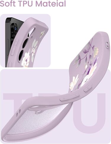 for Samsung Galaxy S24 FE 5G Case with 2X Screen Protector, Girls Women Florals Liquid Silicone Phone Case, Shockproof Anti-Scratch Soft Protection Case for Galaxy S24 FE 5G (Purple) in Kuwait