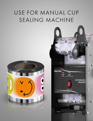 WantJoin Cup Sealing Film Tea Cup Sealing Film Boba Cup Sealer Film 90-105 mm 3000 Cups for PP Plastic and Paper Cups in Saudi Arabia