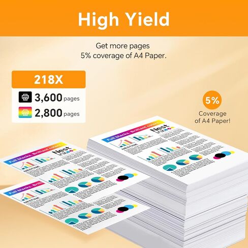 خرطوشة حبر بديلة 218X عالية الإنتاجية لـ HP 218X/218A متوافقة مع HP Color Laser Jet Pro 3201dw MFP 3301cdw MFP 3301fdw MFP 3301sdw (4 BK/Y/C/M) | W2180X W2181X W2182X W2183X (بدون شريحة) in Saudi Arabia