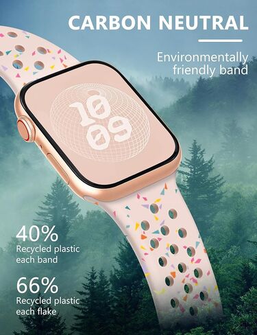 سوار رياضي متوافق مع سوار ساعة Apple 38 مم 40 مم 41 مم 42 مم (S10) للنساء والرجال، بلاستيك معاد تدويره - حزام سيليكون ناعم مسامي لسلسلة iWatch 10 SE 9 8 7 6 5 4 3 2 1 in Kuwait