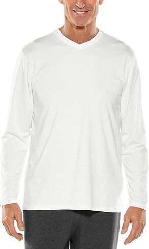 Coolibar UPF 50+ Men's Morada Everyday Long Sleeve V-Neck T-Shirt - Sun Protective in Kuwait