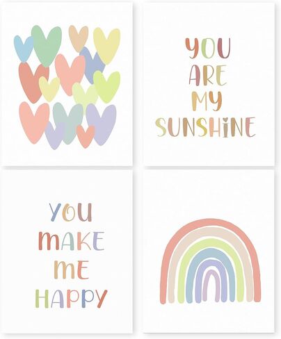 HRQKO Boho It Is Okay Classroom Wall Art Poster Prints Set of 4, Kids Room Decor, Boho Sunshine Artwork Prints Posters Wall Decor, Inspirational Quotes Prints for Toddler Kids Room 8"x10" Unframed in Kuwait