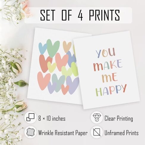 HRQKO Boho It Is Okay Classroom Wall Art Poster Prints Set of 4, Kids Room Decor, Boho Sunshine Artwork Prints Posters Wall Decor, Inspirational Quotes Prints for Toddler Kids Room 8"x10" Unframed in Kuwait