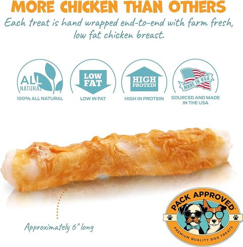 أعواد لحم بقري للكلاب من الجلد الخام ملفوفة بالدجاج - مضغ للكلاب طويل الأمد للمضغ العدواني - علاجات للكلاب ملفوفة بالدجاج للكلاب المتوسطة - أعواد لحم بقري للكلاب مضغ من الجلد الخام - مقاس متوسط ​​(عبوة من 12 قطعة) in Kuwait