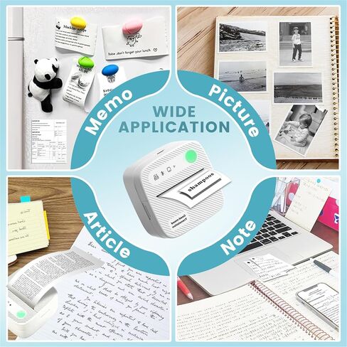 Sticker Printer with 7 Rolls Sticker Paper,Bluetooth Thermal Compatible with iOS & Android, Mini Pocket Portable and Inkless,Study for Flashcards, DIY, Notes in Saudi Arabia