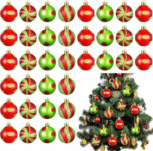 Lenwen 54 Pcs Christmas Balls Ornaments Mini Black and White Christmas Tree Ornaments Xmas Striped Dots Shatterproof Plastic Hanging Ornaments for Tree Holiday Party Christmas Decorations, 1.18inch in Saudi Arabia