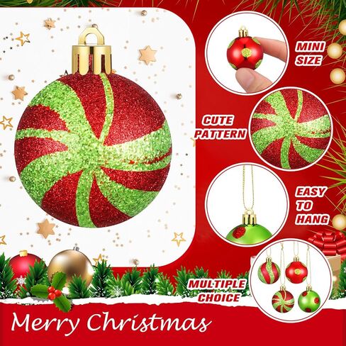 Lenwen 54 Pcs Christmas Balls Ornaments Mini Black and White Christmas Tree Ornaments Xmas Striped Dots Shatterproof Plastic Hanging Ornaments for Tree Holiday Party Christmas Decorations, 1.18inch in Saudi Arabia
