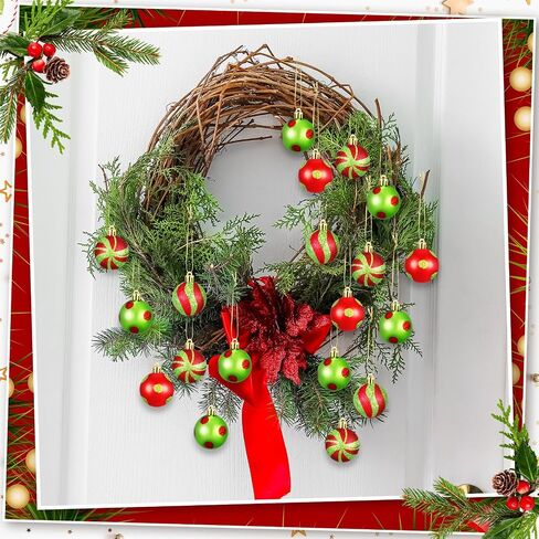 Lenwen 54 Pcs Christmas Balls Ornaments Mini Black and White Christmas Tree Ornaments Xmas Striped Dots Shatterproof Plastic Hanging Ornaments for Tree Holiday Party Christmas Decorations, 1.18inch in Saudi Arabia