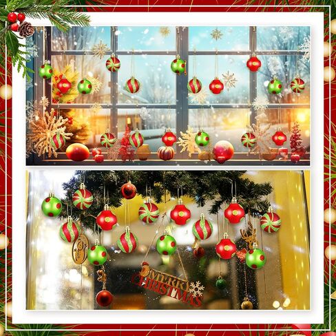 Lenwen 54 Pcs Christmas Balls Ornaments Mini Black and White Christmas Tree Ornaments Xmas Striped Dots Shatterproof Plastic Hanging Ornaments for Tree Holiday Party Christmas Decorations, 1.18inch in Saudi Arabia