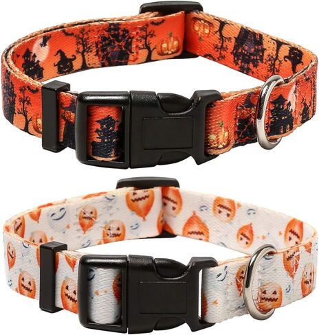 Lamphyface 2 Pack Halloween Dog Collar Adjustable Pumpkin Pattern in Saudi Arabia