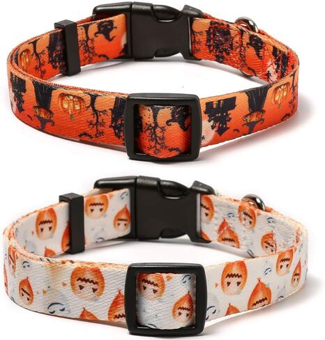 Lamphyface 2 Pack Halloween Dog Collar Adjustable Pumpkin Pattern in Saudi Arabia
