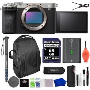 Sony Alpha 7C II Full-Frame Interchangeable Lens Camera (Silver) Bundle with Backpack, Monopod & More | Sony a7C II