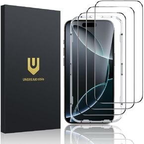 UNBREAKcable for iPhone 16 Pro Max Screen Protector [Military Grade Shatterproof] HD Tempered Glass for iPhone 16 Pro Max Full Coverage Screen Protector, Anti-Fingerprint, Easy Installation, 3Packs