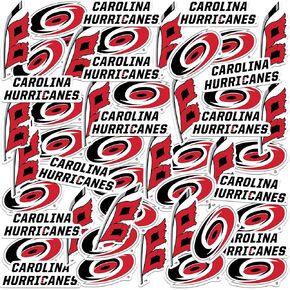 NHL Logo Carolina Hurricanes 50ct Vinyl Large Deluxe Stickers Variety Pack - Laptop, Water Bottle, Scrapbooking, Tablet, Skateboard, Indoor/Outdoor