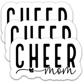 (3 قطع) ملصق Cheer Mom ملصق Mama مثالي للأمهات والأمهات والجدة لعيد الأم - ملصق فينيل مقاوم للماء للكتب وأجهزة الكمبيوتر المحمولة والهواتف وزجاجات المياه، مقاس 3 × 1.8 بوصة