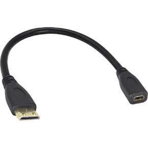 Mini HDMI to Micro HDMI Cable, Mini HDMI Male to Micro HDMI Female Cable, Micro HDMI v1.4 Socket Type D Female to Mini HDMI 1.4 Type C Male Convertor Adapter Cable [0.2m/8inch/1pack]