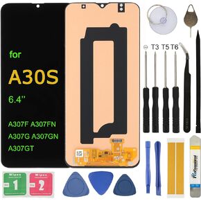 LCD Screen Replacement for Samsung Galaxy A30S A307F A307FN A307G A307GN A307GT 6.4" Assembly LCD Display Touch Screen Digitizer with Repair Tools(No Fingerprint)