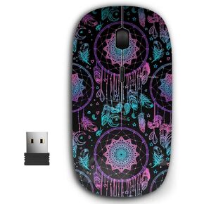 2.4G Ergonomic Portable USB Wireless Mouse for PC, Laptop, Computer, Notebook with Nano Receiver (American Indian Talisman Dream Catcher)