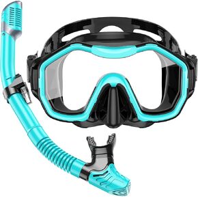 Snorkeling Gear for Adults, Kwambiri Dry-Top Snorkel Set, 180°Panoramic Wide View Diving Mask Breathing Freely Snorkel Mask for Snorkeling Scuba Diving Swimming Travel