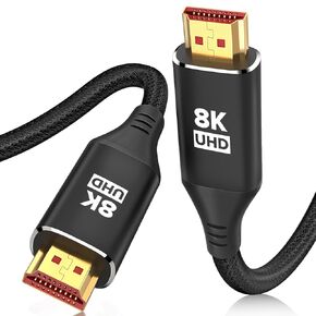 10K 8K 4K HDMI Cable 12FT, Ultra High Speed HDMI Braided Cord, Supports 4K/120Hz, 8K/60Hz, 48Gbps DTS:X, HDCP 2.2 & 2.3, HDR 10, HDMI 2.1 Cable